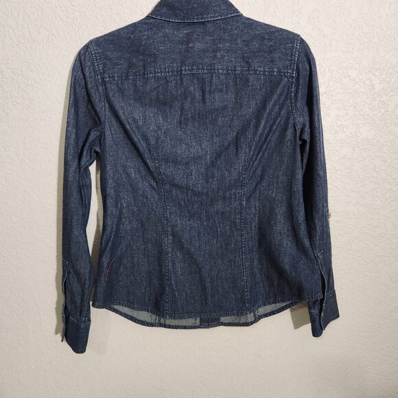 Talbots Denim Shirt Womens Medium Blue Long Sleeve Button Down Western Classic - Picture 4 of 14